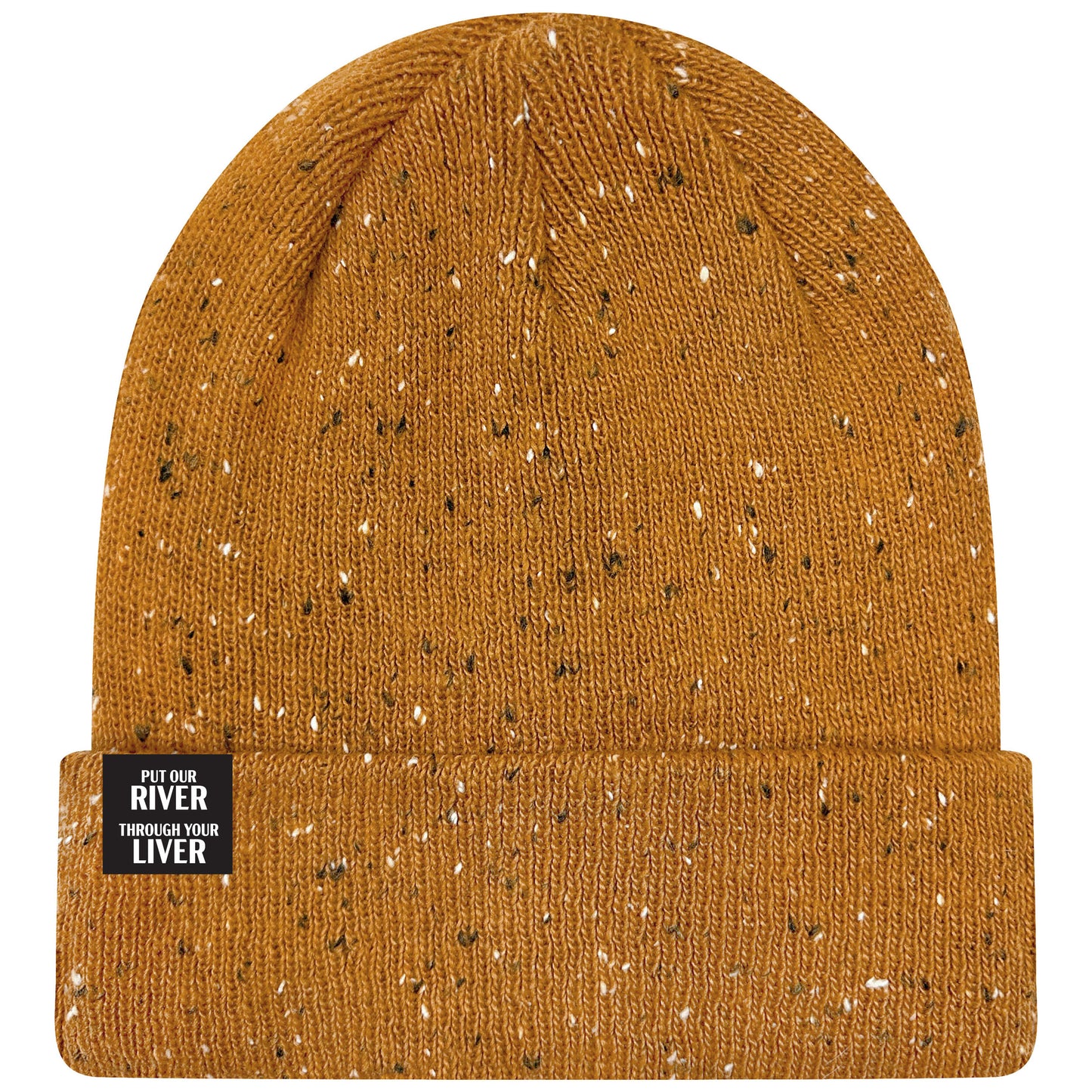 Gold Multi "Put Our River Through Your Liver" Tag Beanie
